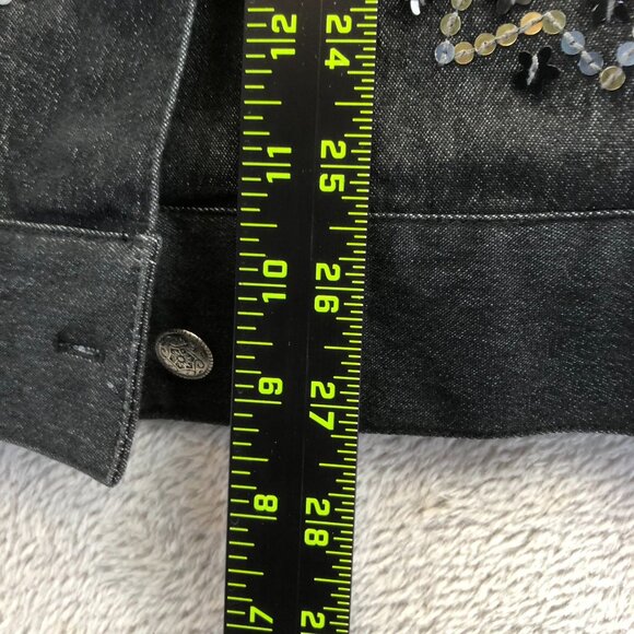 Victor Costa Occasion Women's Denim Jacket Embellished Snap Front Black - Picture 6 of 13